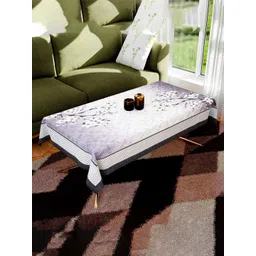Aura Grey & White Floral Printed Anti-Skid Cotton 4-Seater Table Cover-picture-16