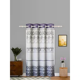 Aura Grey & White Floral Printed Black Out Cotton Door Curtain-picture-32