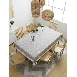 Aura Grey & White Floral Waterproof 6 Seater Table Cover-picture-24