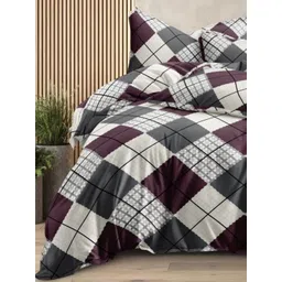 Aura Grey & White Printed Duvet Cover With 2 Pillow Covers image 3