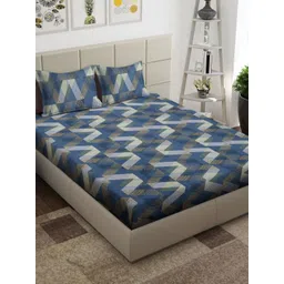 Aura Grey & Yellow Geometric Printed 300 TC King Bedsheet Set 2.5 m x 2.15 m-image-12