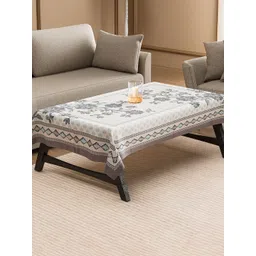 Aura Grey Floral Anti-Slip Cotton 4-Seater Table Cover-picture-19