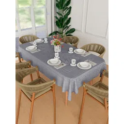 Aura Grey Floral Printed Anti-Skid Cotton 6-Seater Table Cover-picture-29