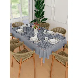 Aura Grey Floral Printed Anti-Skid Cotton 6-Seater Table Cover-picture-28