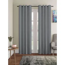 Aura Grey Pieces 2 Room Darkening Long Door Curtains-picture-14