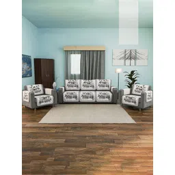 Aura Grey Printed Cotton Sofa Cover With Arms-picture-10