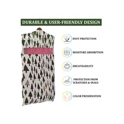 Aura Grey Set of 10 Checked Cotton Hanging Saree Storage Covers image 3