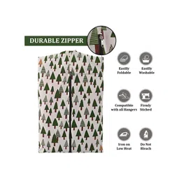 Aura Grey Set of 10 Checked Cotton Hanging Saree Storage Covers image 4