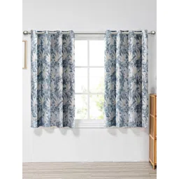 Aura Grey Set of 2 Floral Window Curtain-image-31