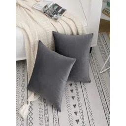 Aura Grey Set of 2 Velvet Square Cushion Covers-image-29