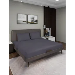 Aura Grey Solid 150 TC Queen Microfiber Bedsheet With 2 Pillow Covers-picture-23
