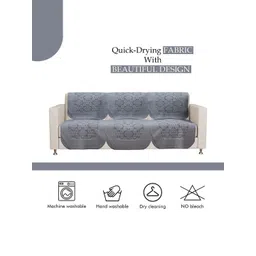 Aura Grey Solid Cotton Sofa Cover image 3