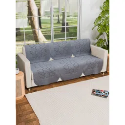 Aura Grey Solid Cotton Sofa Cover image 2