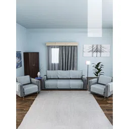 Aura Grey Solid Cotton Sofa Cover With Arms-picture-10