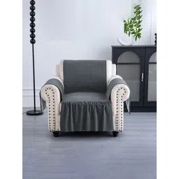 Aura Grey Solid Velvet 1 Piece Sofa Cover-picture-19