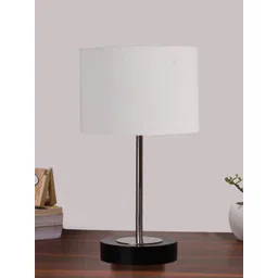 Aura Grey Wood Contemporary Cylindrical Shaped Table Lamp-picture-23