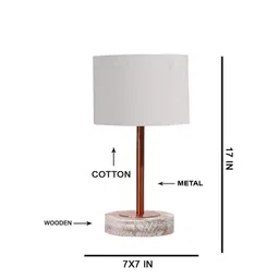 Aura Grey Wood Cylindrical Shaped Table Lamp-picture-14