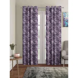 Aura Lavender & Purple 2 Pieces Floral Printed Room Darkening Door Curtains-picture-26