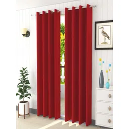 Aura Maroon 2 Pieces Black Out Door Curtains-picture-29