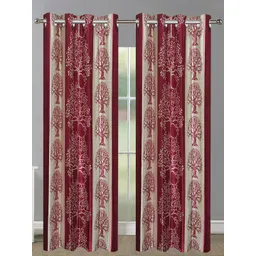 Aura Maroon 2 Pieces Ethnic Motifs Printed Room Darkening Eyelet Long Door Curtains-picture-20