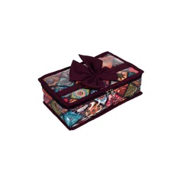 Aura Maroon & Blue Printed 6 Pouch Jewellery Organiser-picture-41