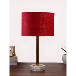Aura Maroon & Brown Textured Metal Cylindrical Shaped Table Lamp-picture-32