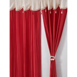 Aura Maroon & Cream-Coloured 2 Pieces Long Door Curtains-picture-17