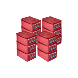 Aura Maroon & Gold Toned 12 Pieces Printed Saree Cover Organisers-picture-24