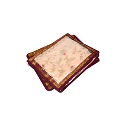 Aura Maroon & Gold Toned 2 Pieces Self Design Saree Covers-picture-22