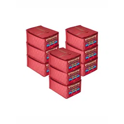 Aura Maroon & Gold Toned 9 Pieces Printed Saree Cover Organisers-picture-25