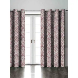 Aura Maroon & Grey 2 Pieces Abstract Printed Room Darkening Door Curtains-picture-38