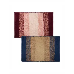 Aura Maroon & Grey 2 Pieces Cotton Anti-Skid Doormats-picture-22