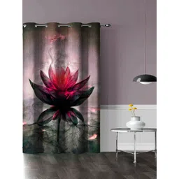 Aura Maroon & Grey Floral Door Curtain-picture-17