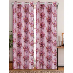 Aura Maroon & Purple 2 Pieces Floral Printed Door Curtain-picture-41