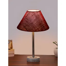 Aura Maroon & Steel Metal Frusturical Shaped Table Lamp-picture-29
