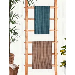 Aura Maroon & White 3 Pieces Printed Cotton 210 GSM Waffle Ultra Absorbent Bath Towel-picture-38