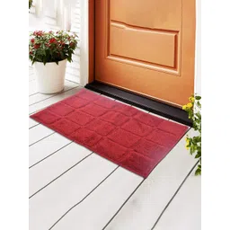Aura Maroon Checked Textured Anti-Skid Doormats-picture-34