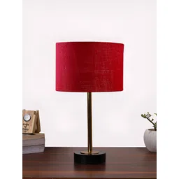 Aura Maroon Metal Contemporary Cylindrical Shaped Table Lamp-picture-28