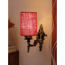 Aura Maroon Metal Traditional Cylinder Shaped Wall Lamp-picture-12