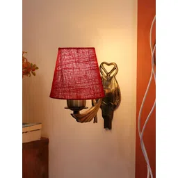 Aura Maroon Metal Traditional Cylinder Shaped Wall Lamp-picture-16