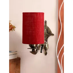 Aura Maroon Metal Traditional Cylinder Shaped Wall Lamp-picture-13