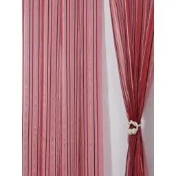 Aura Maroon Set of 2 Striped Sheer Door Curtain-picture-25