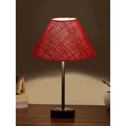 Aura Maroon Textured Wood Contemporary Frusturical Shaped Table Lamp-picture-37