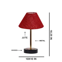 Aura Maroon Textured Wood Frusturical Shaped Table Lamp-picture-33
