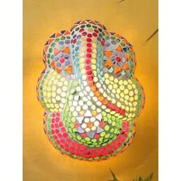 Aura Multicoloured & Multicoloured Textured Glass Traditional Abstract Shaped Shaped Wall Lamp-picture-11