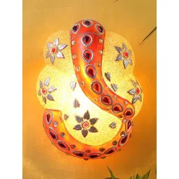 Aura Multicoloured & Orange Textured Glass Traditional Abstract Shaped Shaped Wall Lamp-picture-33