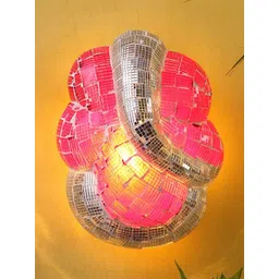 Aura Multicoloured & Red Textured Glass Traditional Abstract Shaped Shaped Wall Lamp-picture-33