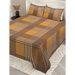 Aura Mustard & White 200 TC King Bedsheet with 2 Pillow Covers-picture-40