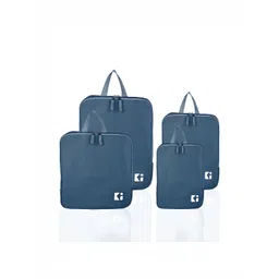 Aura Navy Blue 4 Pieces Reusable Waterproof Travel Kit For Toiletries With Handles-picture-38