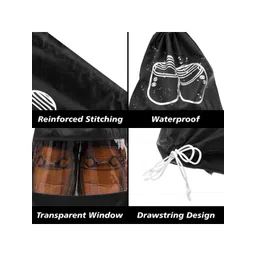 Aura Navy Blue & Black 6 Pieces Printed Shoes Organisers image 5